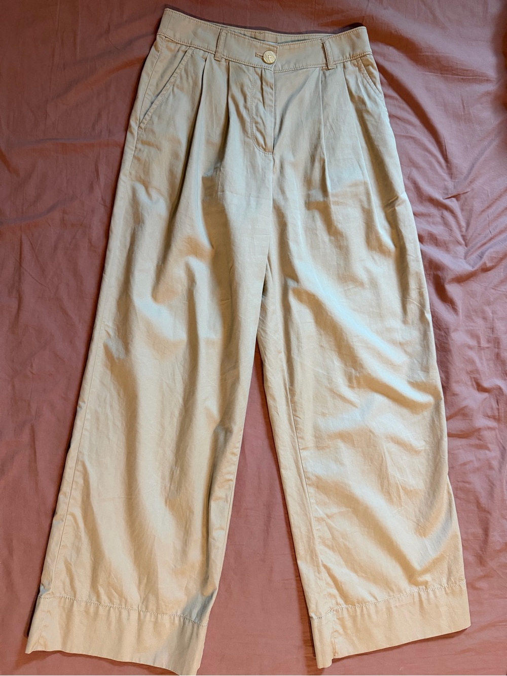 LOFT Khaki Beige Cotton Pleated Trousers Pants 00P
